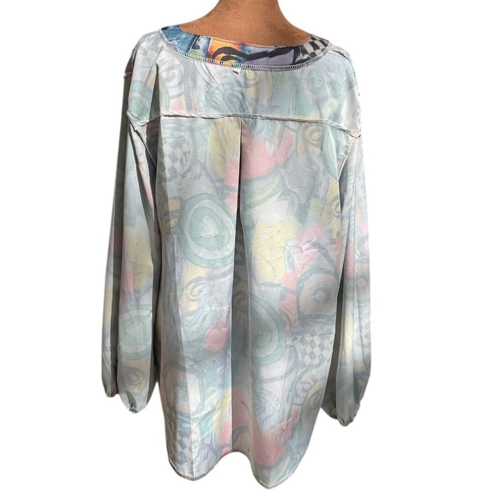 Wearable Art Blouse Womens 4X Colorful Abstract Tunic Top Artsy Boho Lightweight - Picture 10 of 16